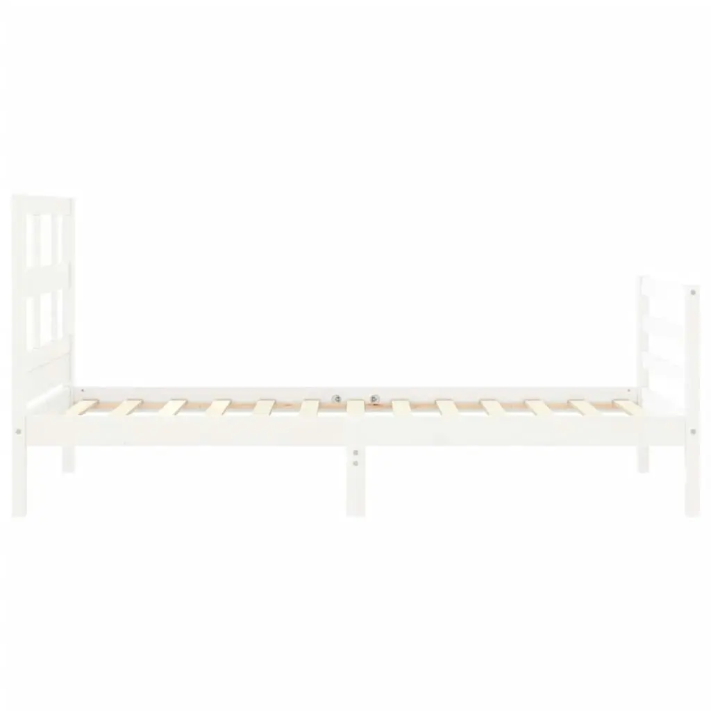 Bed Frame with Headboard White 92x187 cm Single Size Solid Wood 3194797