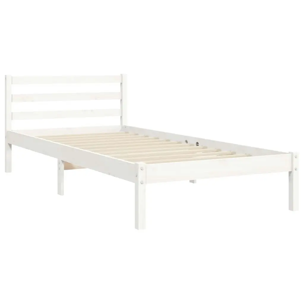 Bed Frame with Headboard White 92x187 cm Single Size Solid Wood 3194797