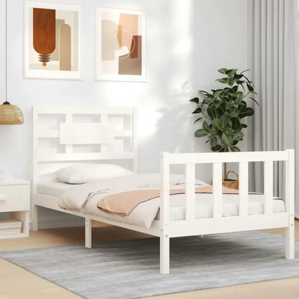 Bed Frame without Mattress White 90x190 cm Solid Wood Pine 3192522