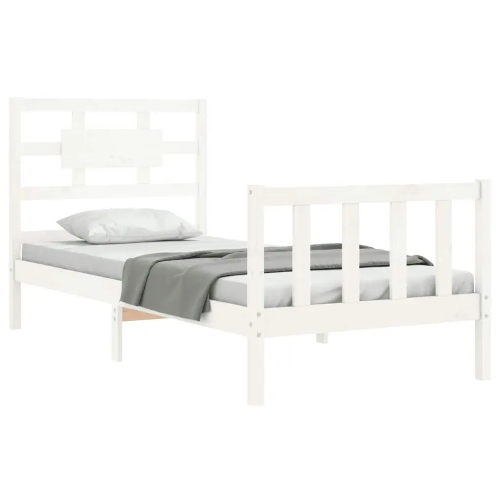 Bed Frame without Mattress White 90x190 cm Solid Wood Pine 3192522