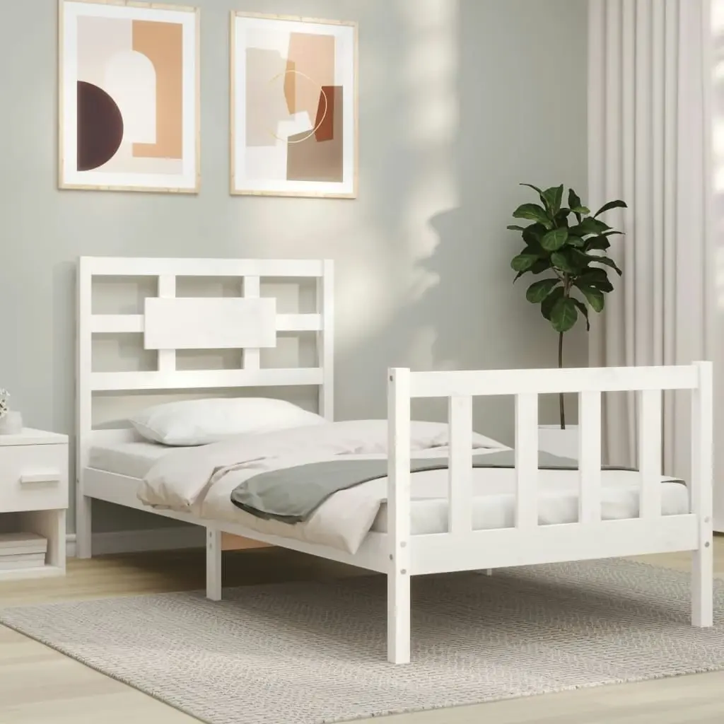 Bed Frame without Mattress White 90x190 cm Solid Wood Pine 3192522