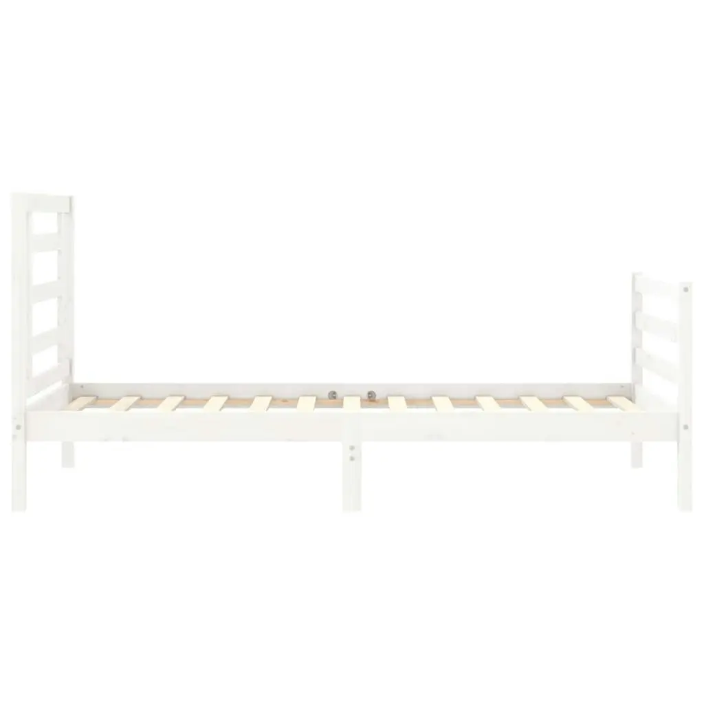 Bed Frame with Headboard White 92x187 cm Single Size Solid Wood 3194667