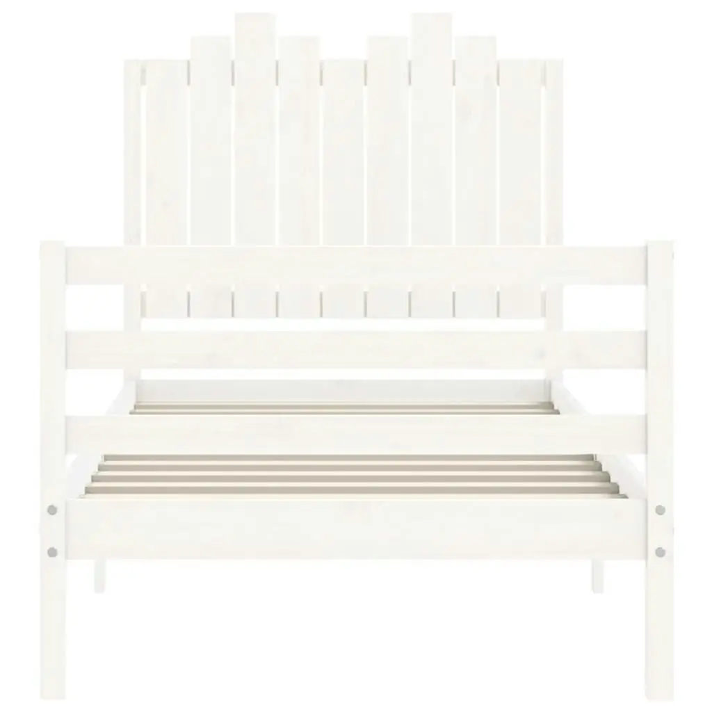 Bed Frame with Headboard White 92x187 cm Single Size Solid Wood 3194147