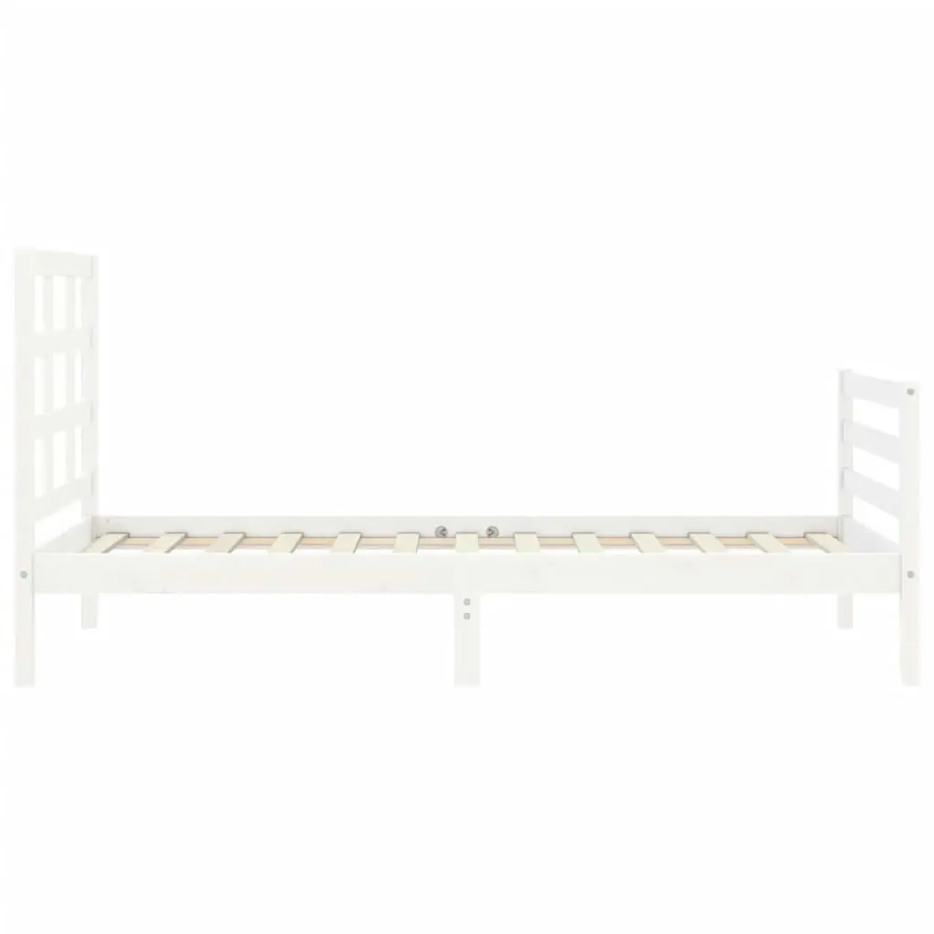 Bed Frame with Headboard White 92x187 cm Single Size Solid Wood 3193952