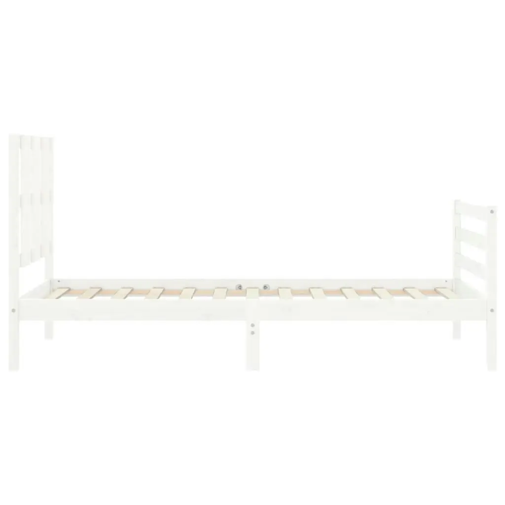 Bed Frame with Headboard White 92x187 cm Single Size Solid Wood 3194082