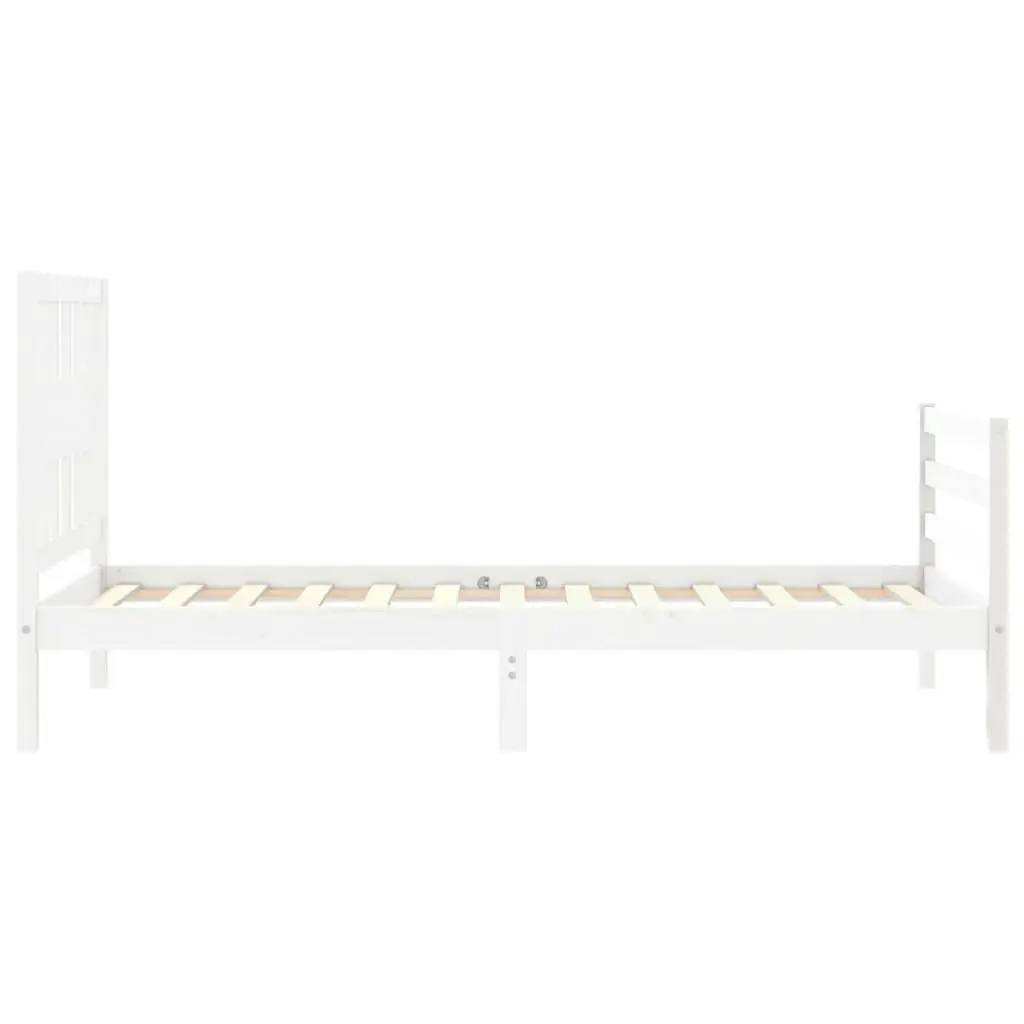 Bed Frame with Headboard White 92x187 cm Single Size Solid Wood 3194537