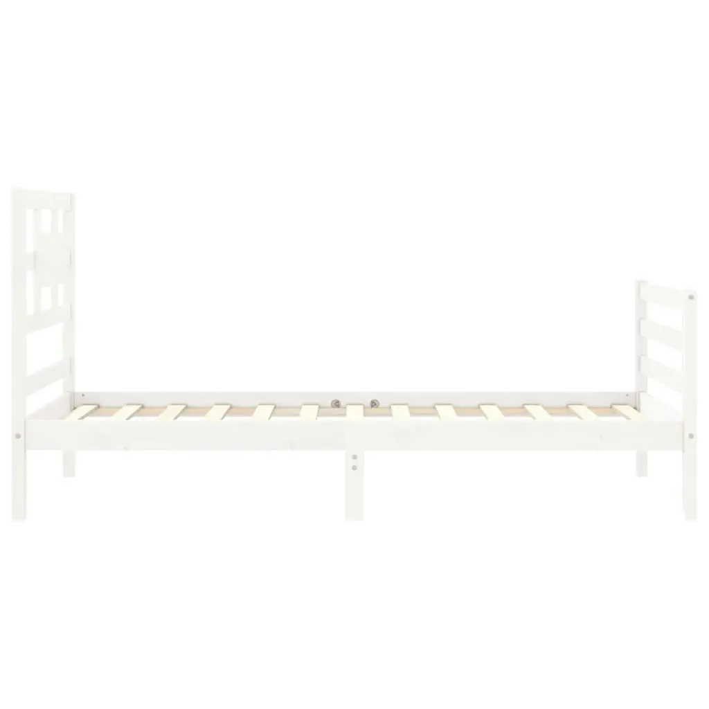 Bed Frame with Headboard White 92x187 cm Single Size Solid Wood 3194407