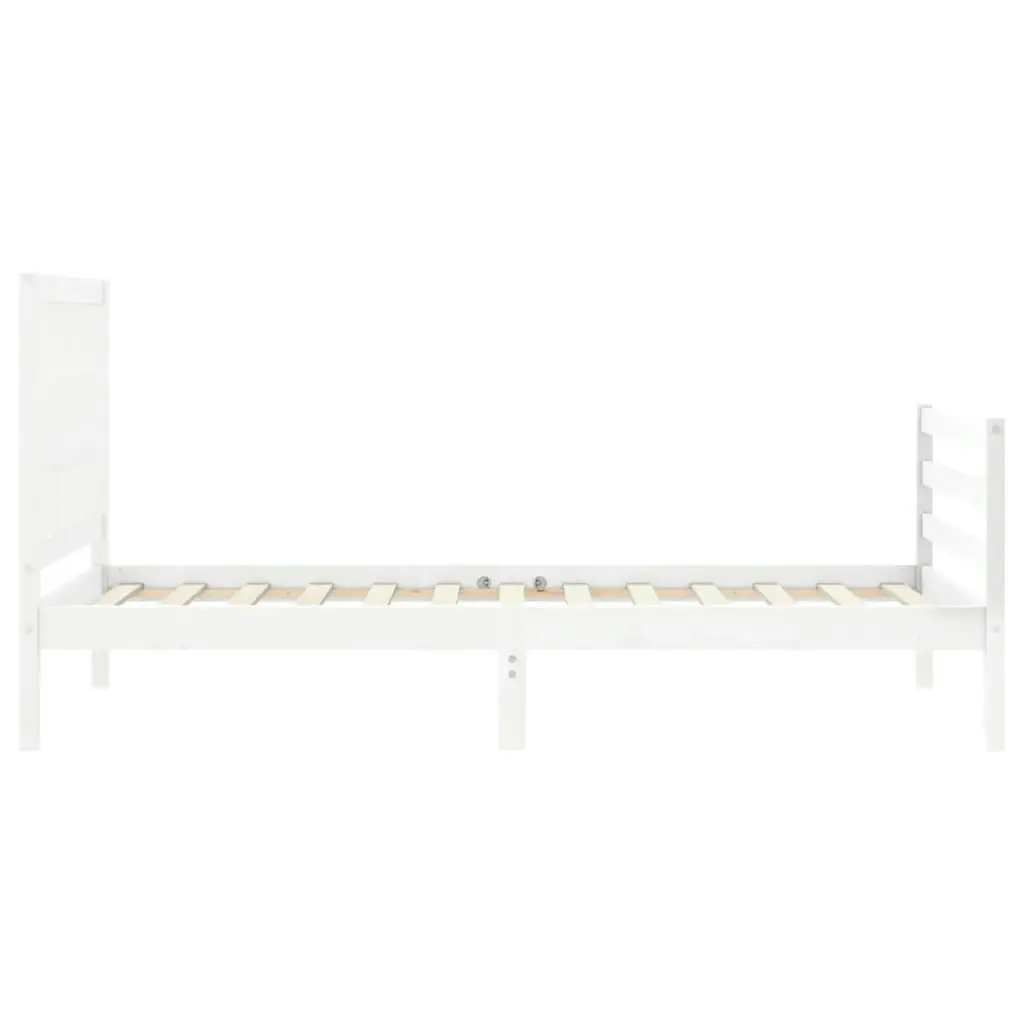 Bed Frame with Headboard White 92x187 cm Single Size Solid Wood 3194277