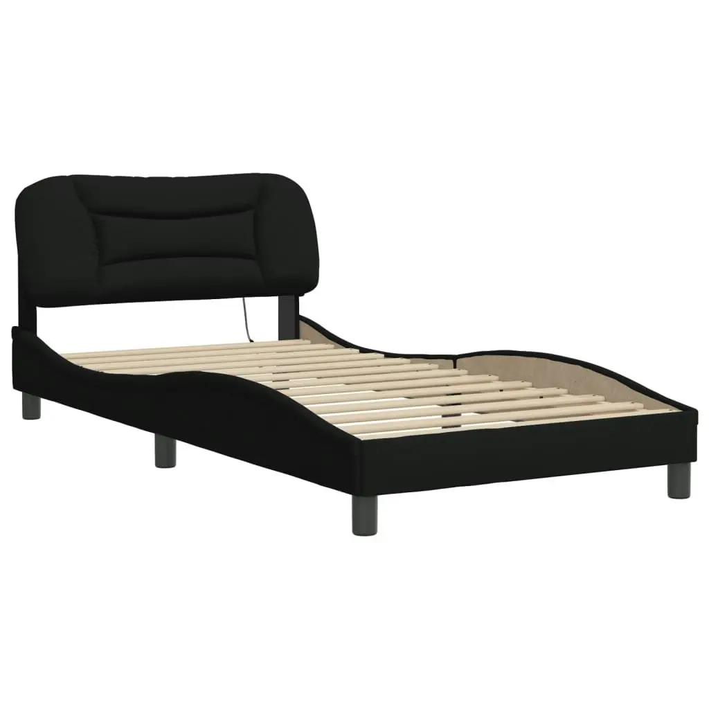 Bed Frame with LED Light Black 107x203 cm Fabric 3214159