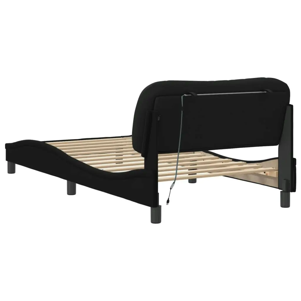 Bed Frame with LED Light Black 107x203 cm Fabric 3214159