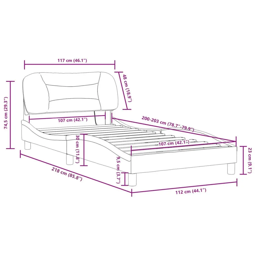 Bed Frame with LED Light Black 107x203 cm Fabric 3214159