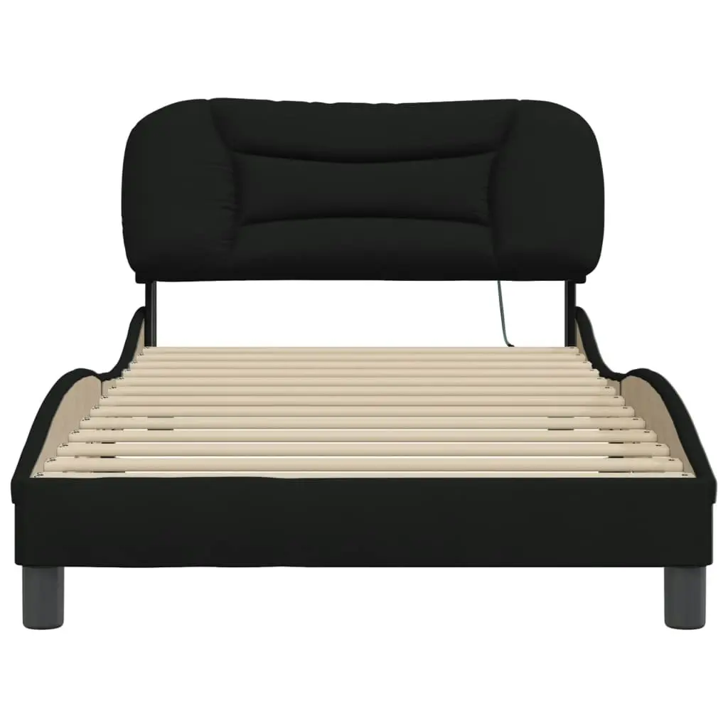 Bed Frame with LED Light Black 107x203 cm Fabric 3214159