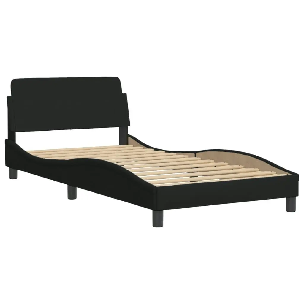 Bed Frame with LED Light Black 107x203 cm Fabric 3214159