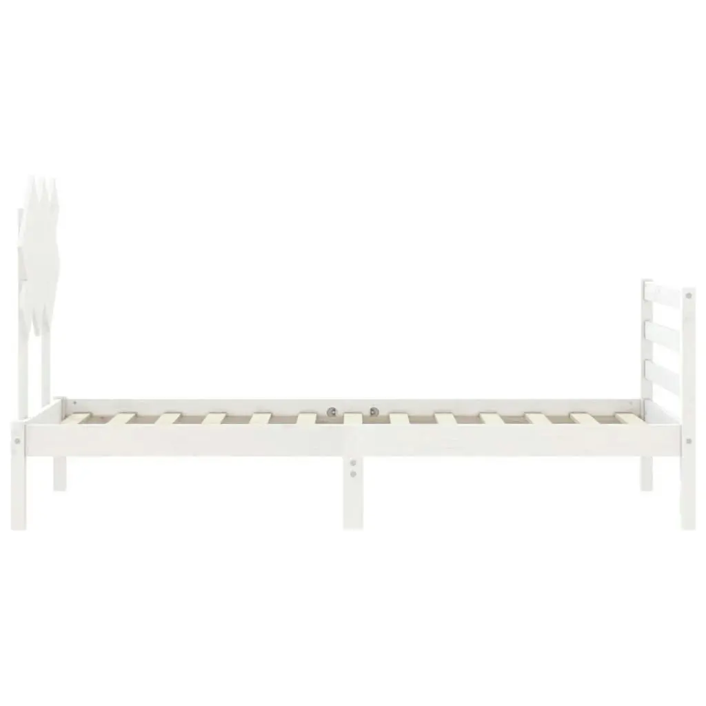 Bed Frame with Headboard White 92x187 cm Single Size Solid Wood 3195252