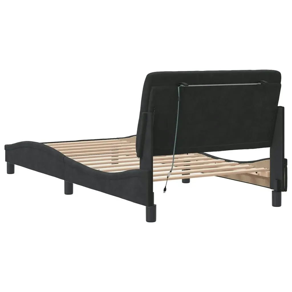 Bed Frame with LED without Mattress Black 107x203 cm King Single Velvet 3214175