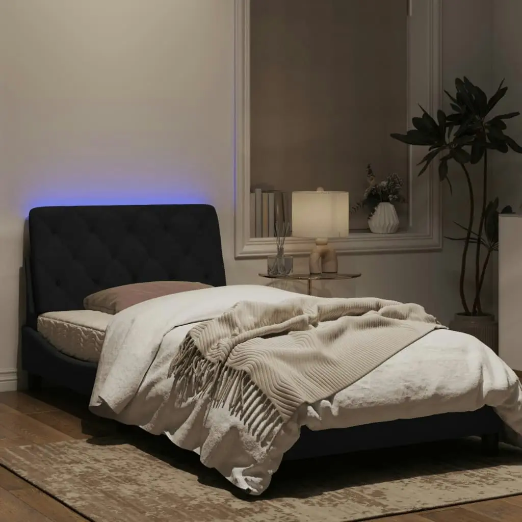 Bed Frame with LED without Mattress Black 107x203 cm King Single Velvet 3214175