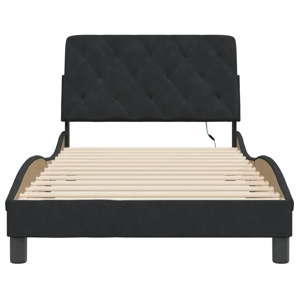 Bed Frame with LED without Mattress Black 107x203 cm King Single Velvet 3214175