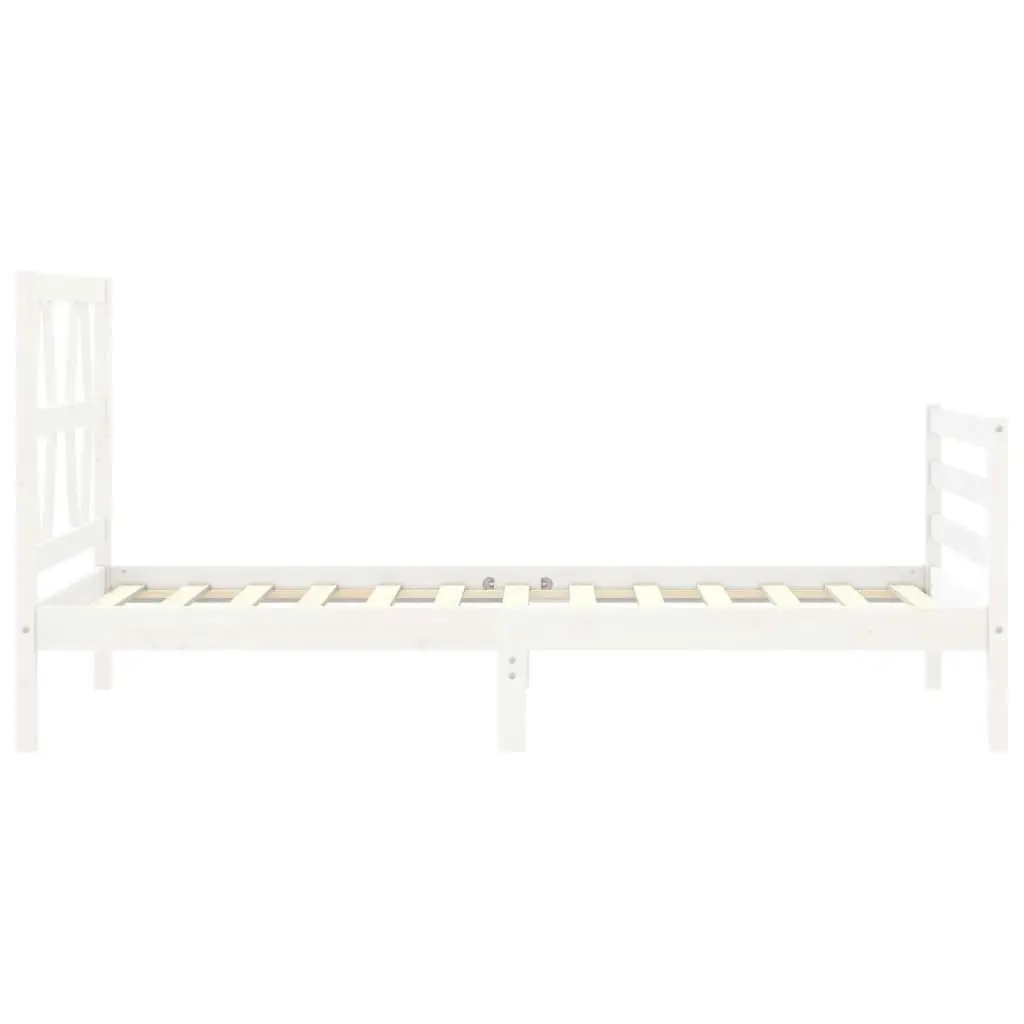 Bed Frame with Headboard White 92x187 cm Single Size Solid Wood 3194342