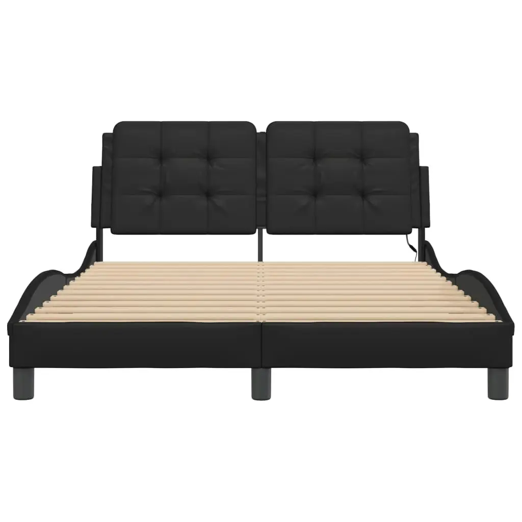 Bed Frame with LED without Mattress Black 137x187 cm Double 3214144