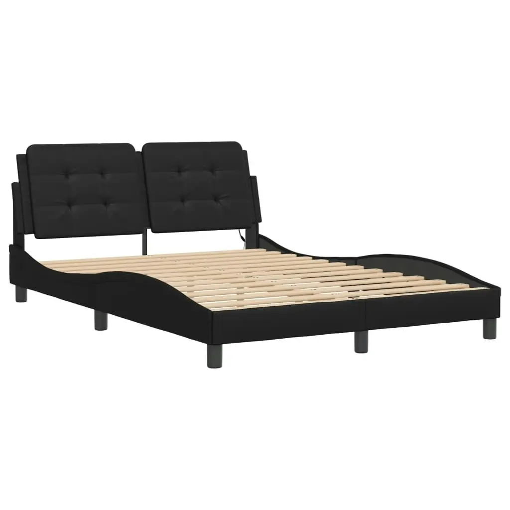 Bed Frame with LED without Mattress Black 137x187 cm Double 3214144