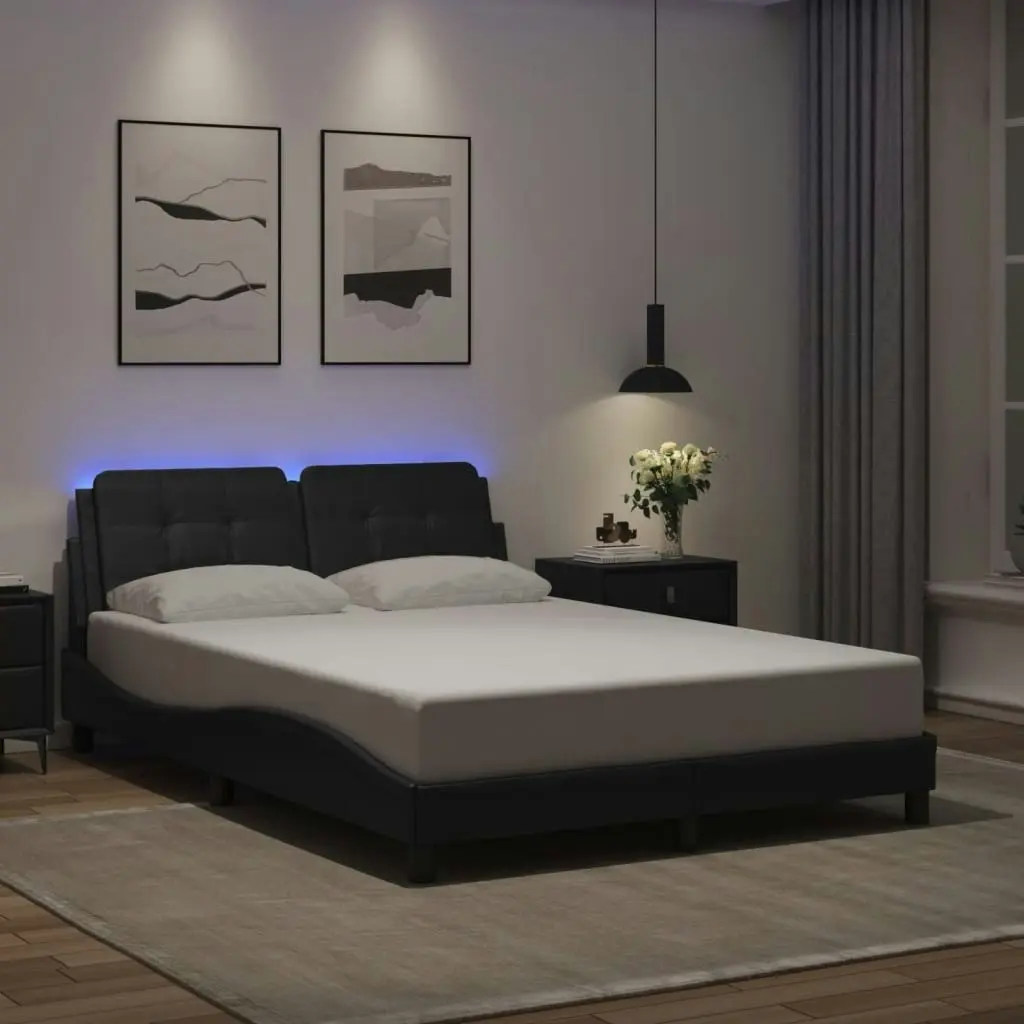 Bed Frame with LED without Mattress Black 137x187 cm Double 3214144