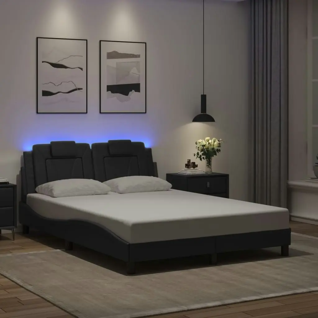 Bed Frame with LED without Mattress Black 137x187 cm Double 3214194