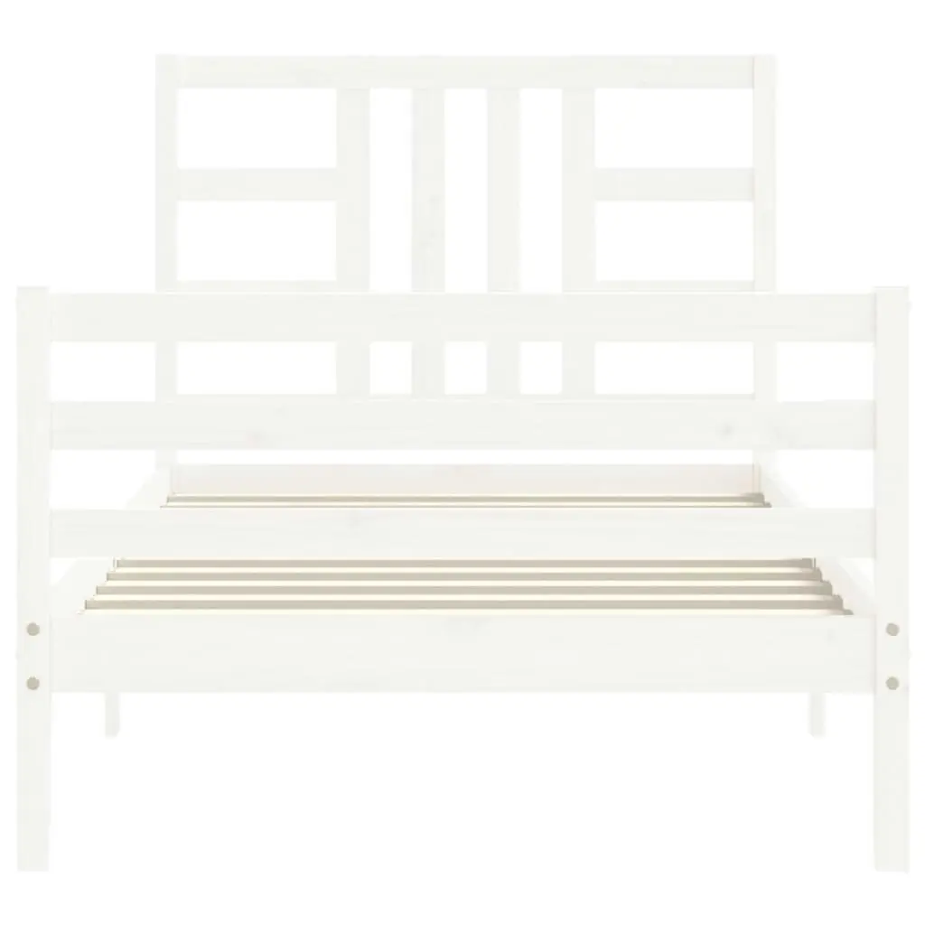 Bed Frame with Headboard White 92x187 cm Single Size Solid Wood 3193887