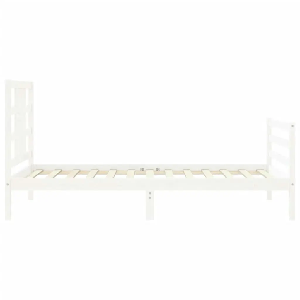 Bed Frame with Headboard White 92x187 cm Single Size Solid Wood 3193887