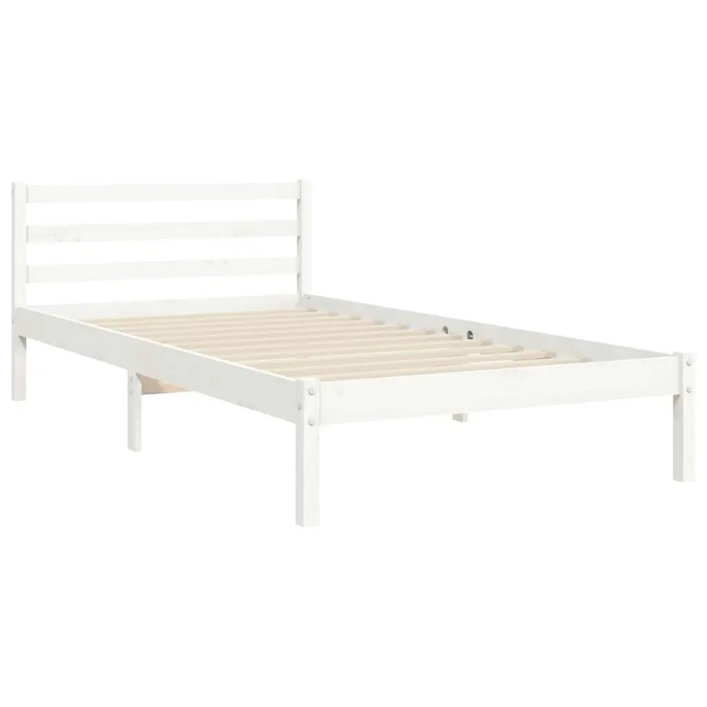 Bed Frame with Headboard White 92x187 cm Single Size Solid Wood 3193887