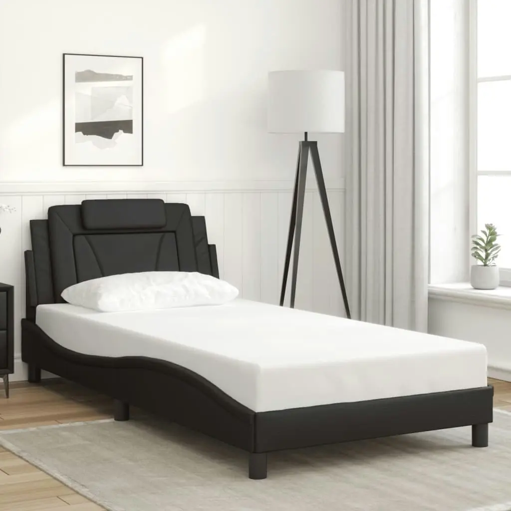 Bed Frame with LED Light Black 107x203 cm Faux Leather 3214192