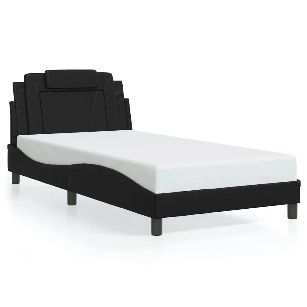 Bed Frame with LED Light Black 107x203 cm Faux Leather 3214192