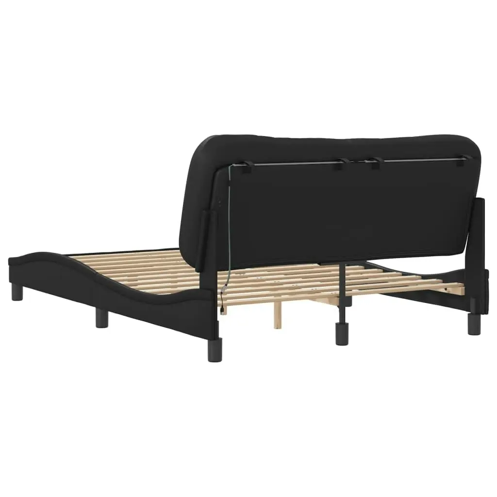 Bed Frame with LED without Mattress Black 137x187 cm Double 3214184