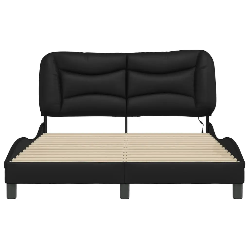 Bed Frame with LED without Mattress Black 137x187 cm Double 3214184