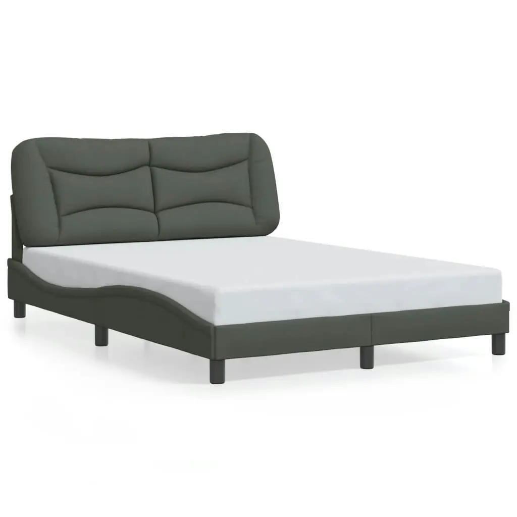 Bed Frame with LED without Mattress Black 137x187 cm Double Fabric 3214161