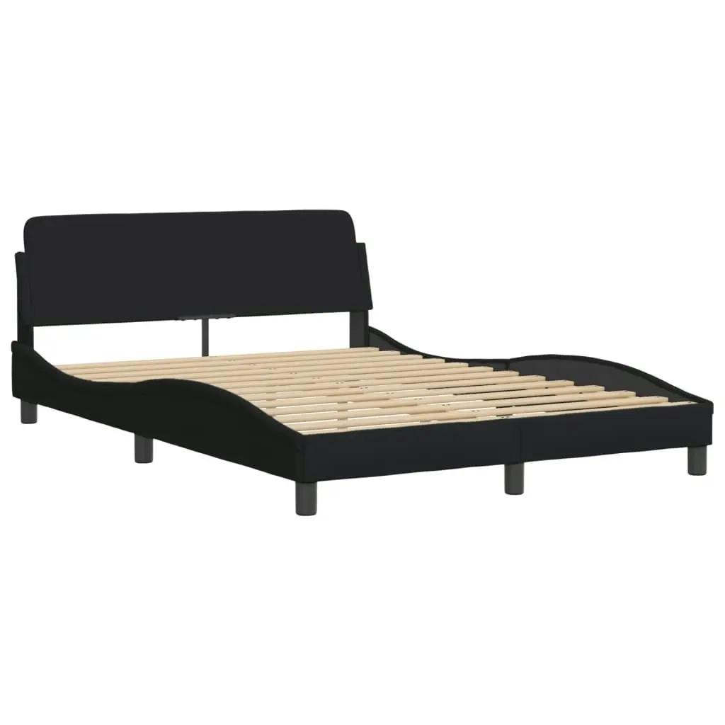 Bed Frame with LED without Mattress Black 137x187 cm Double Fabric 3214161