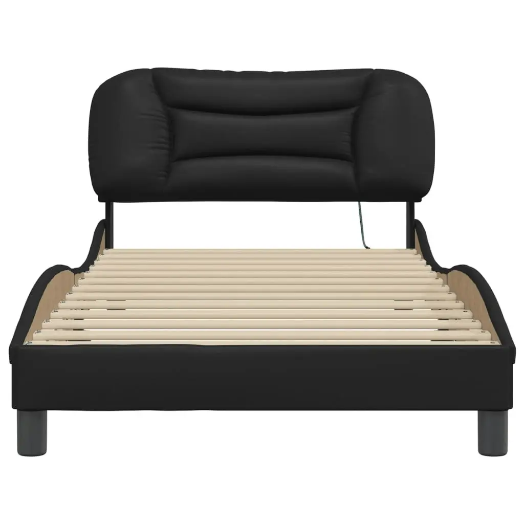 Bed Frame with LED Light Black 107x203 cm Faux Leather 3214182