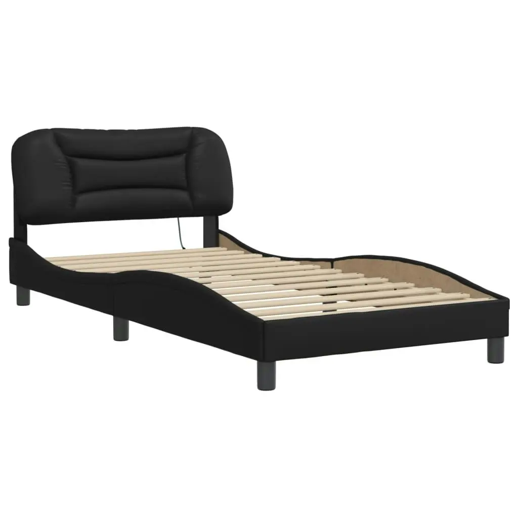 Bed Frame with LED Light Black 107x203 cm Faux Leather 3214182