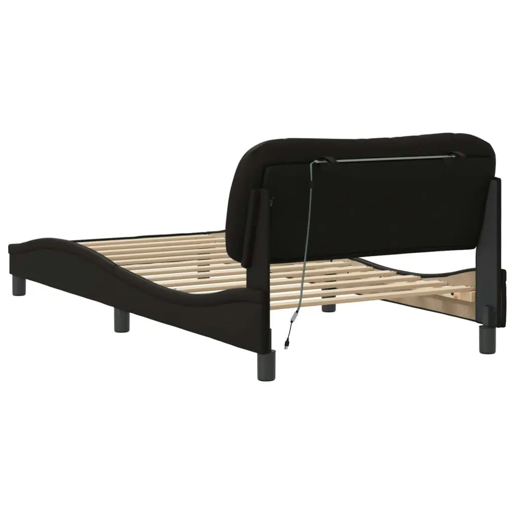 Bed Frame with LED Light Black 107x203 cm Faux Leather 3214182