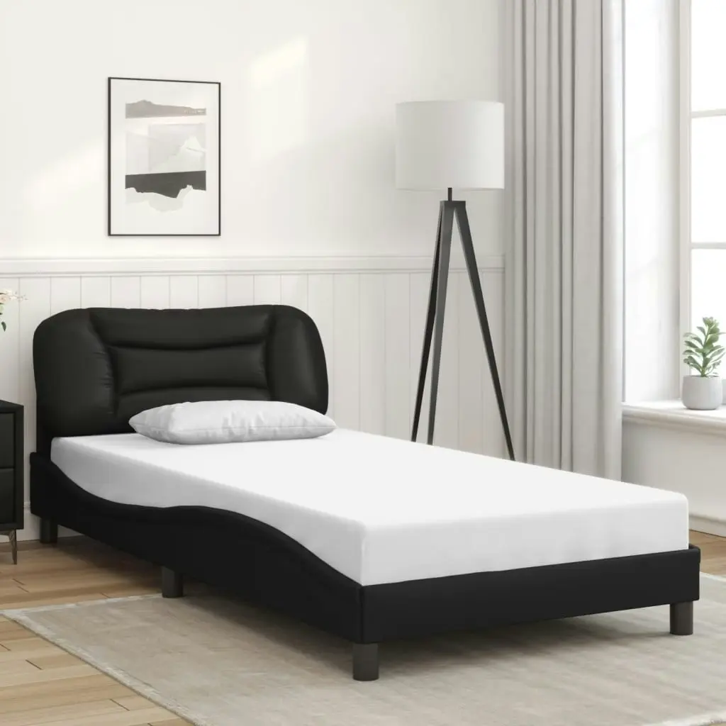 Bed Frame with LED Light Black 107x203 cm Faux Leather 3214182