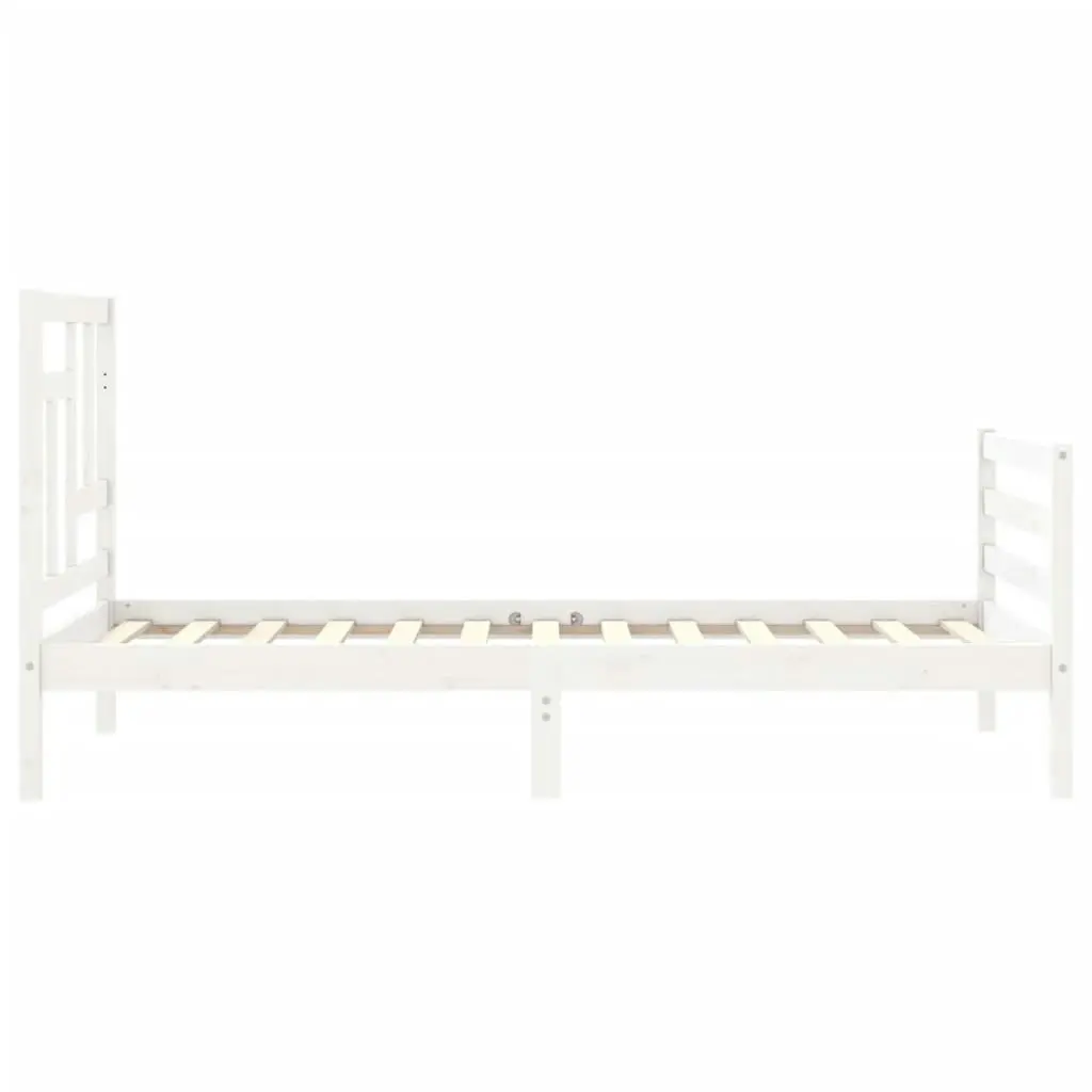 Bed Frame with Headboard White 92x187 cm Single Size Solid Wood 3194927