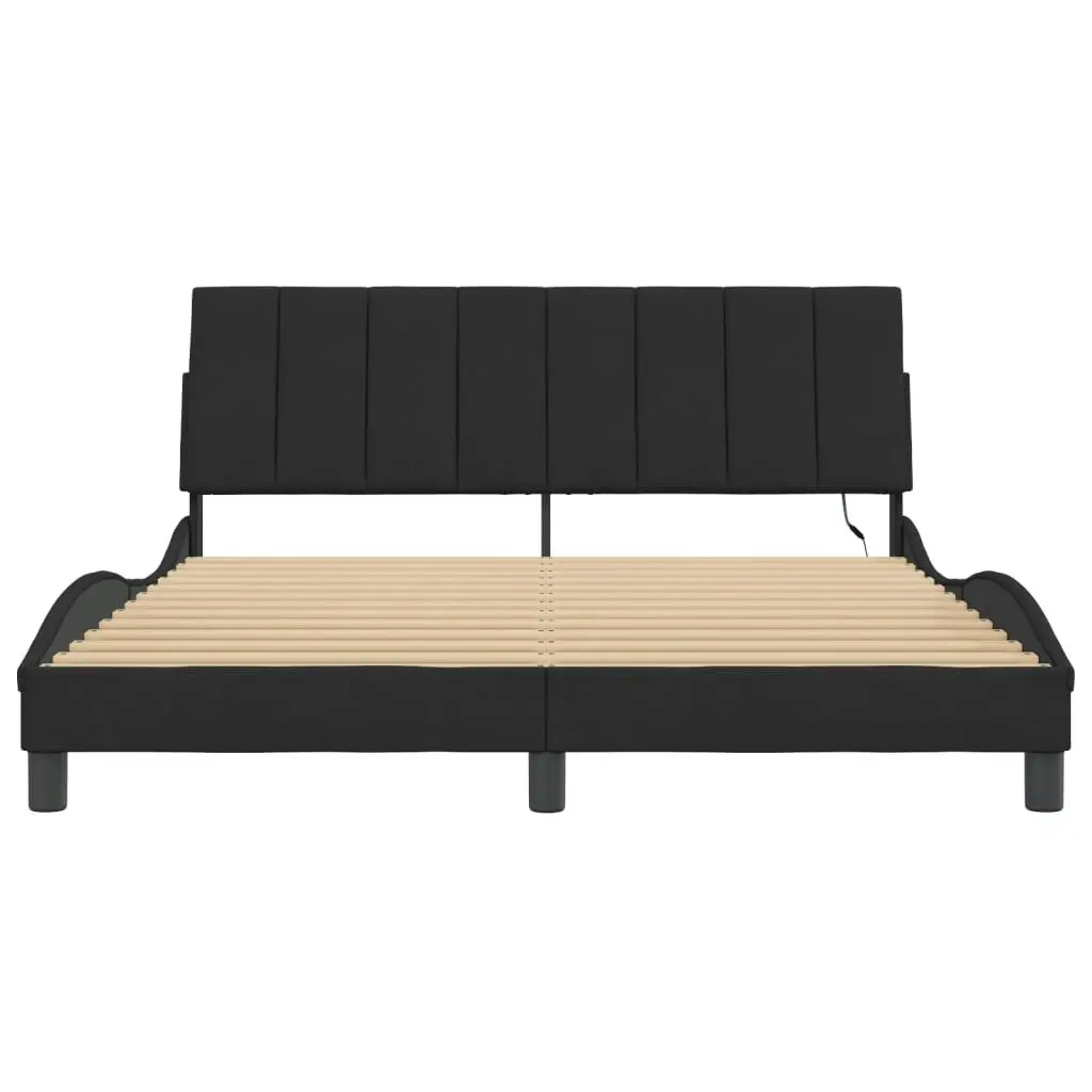 Bed Frame with LED Light Black 152x203 cm Velvet 3214171