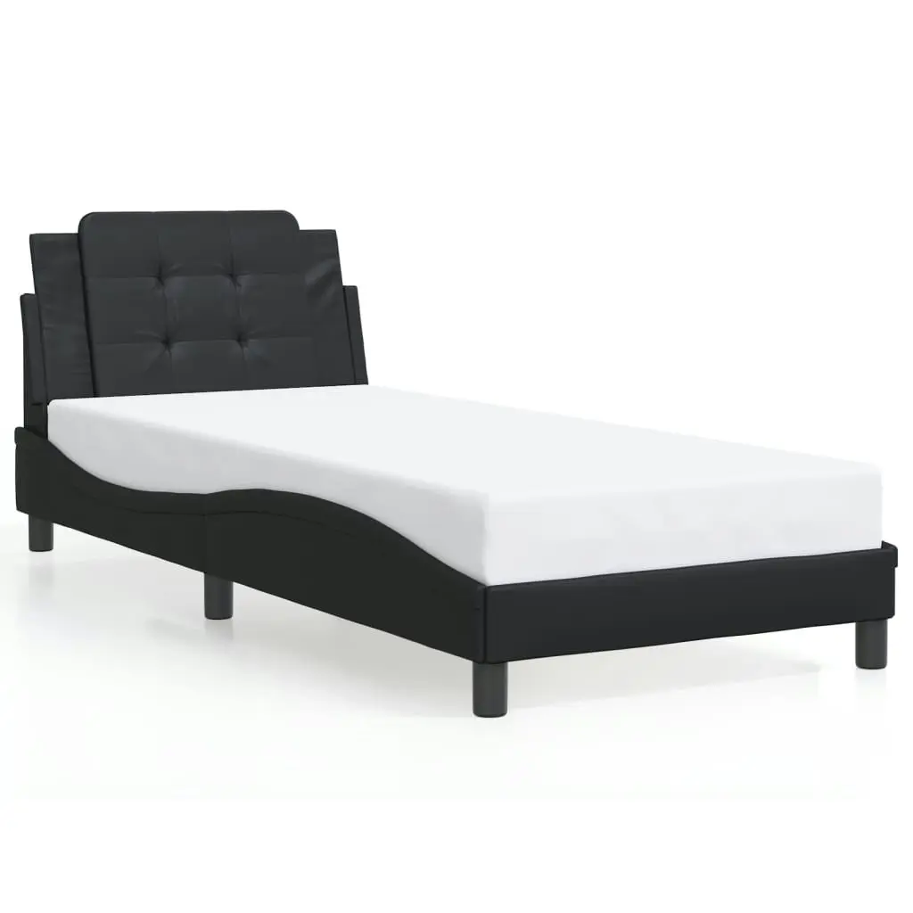 Bed Frame with LED Light Black 107x203 cm Faux Leather 3214202