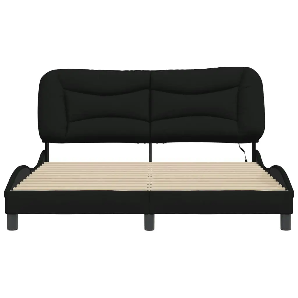 Bed Frame with LED without Mattress Black 152x203 cm Queen Fabric 3214163