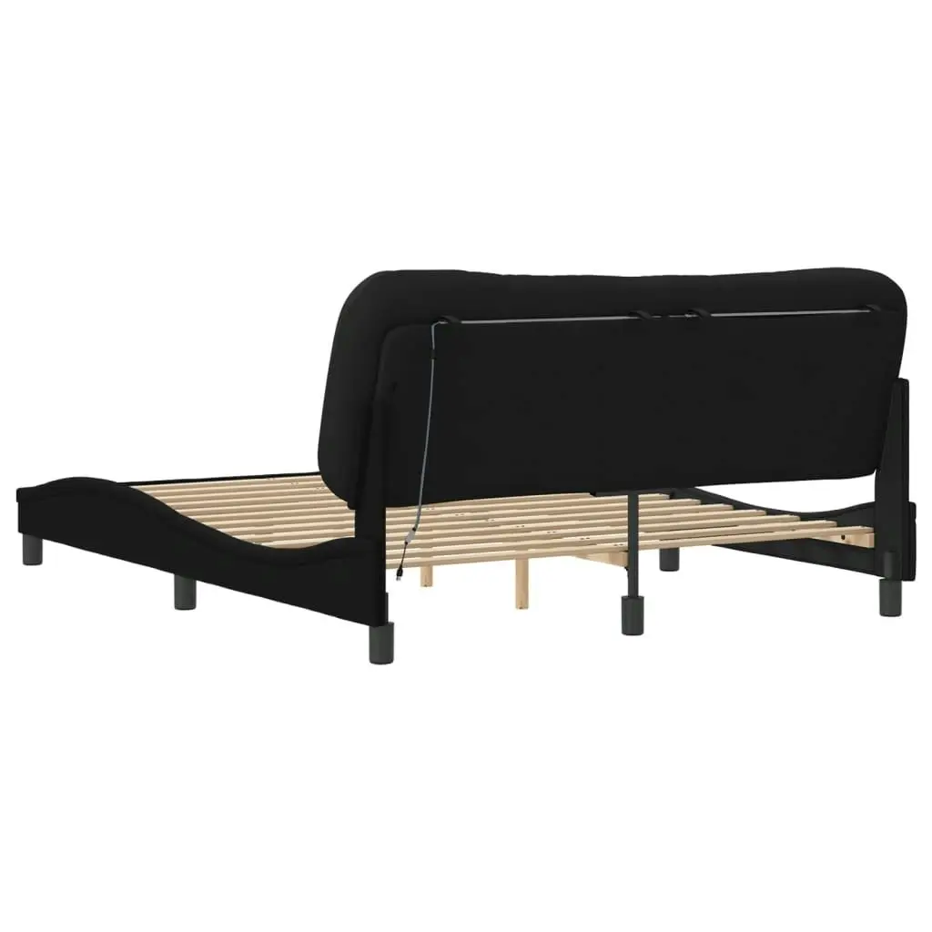 Bed Frame with LED without Mattress Black 152x203 cm Queen Fabric 3214163