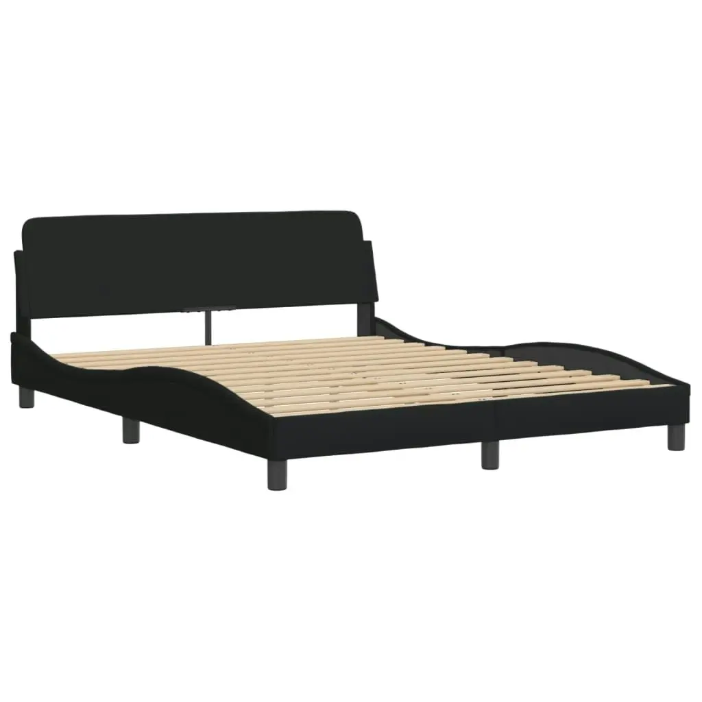 Bed Frame with LED without Mattress Black 152x203 cm Queen Fabric 3214163