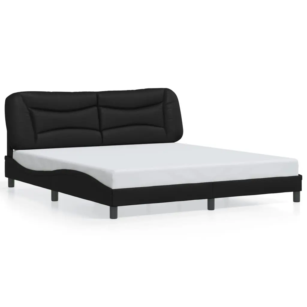 Bed Frame with LED Light Black 183x203 cm King Size Faux Leather 3214188