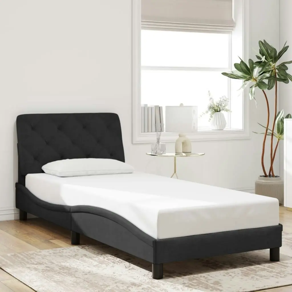 Bed Frame with LED without Mattress Black 90x190 cm Velvet 3214173