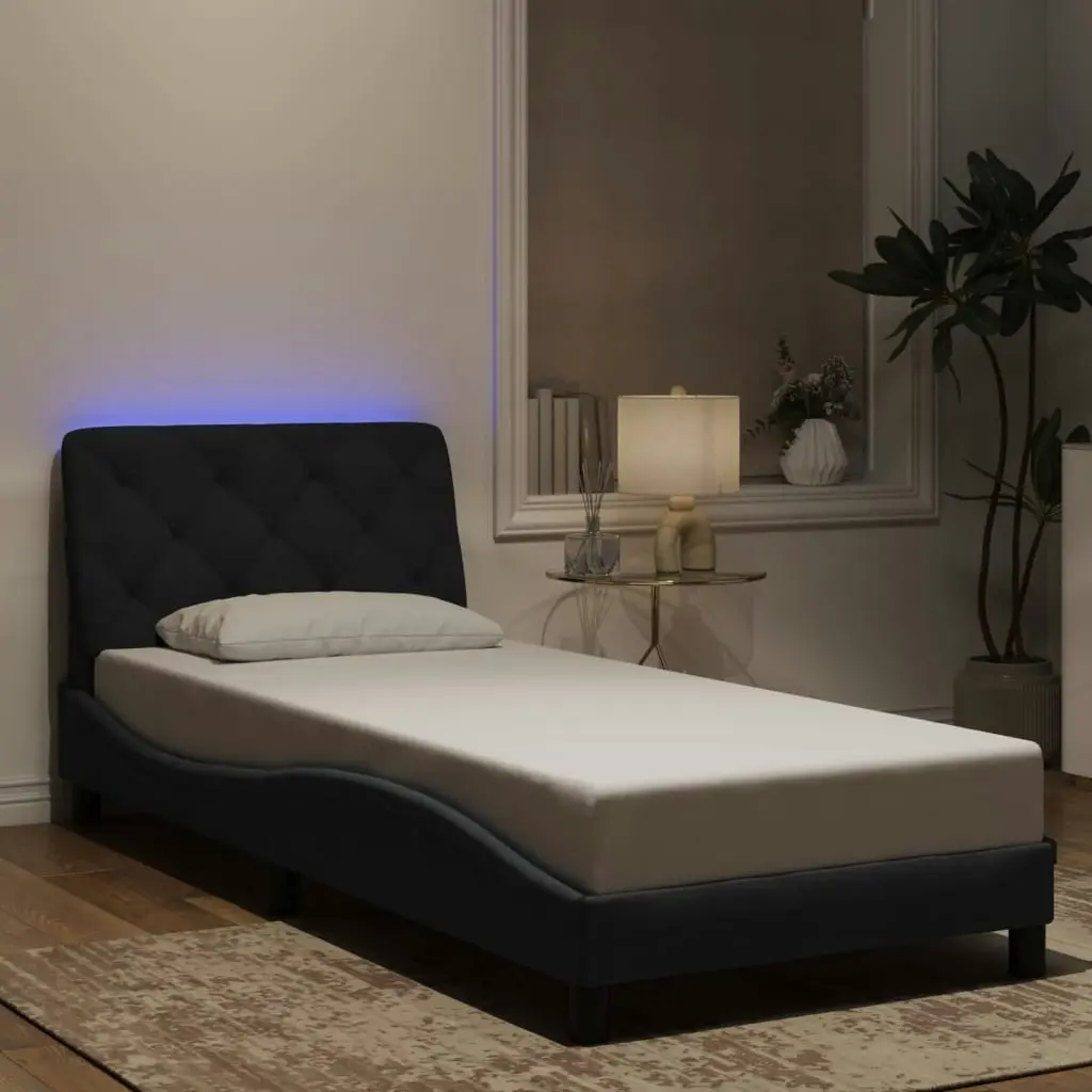 Bed Frame with LED without Mattress Black 90x190 cm Velvet 3214173