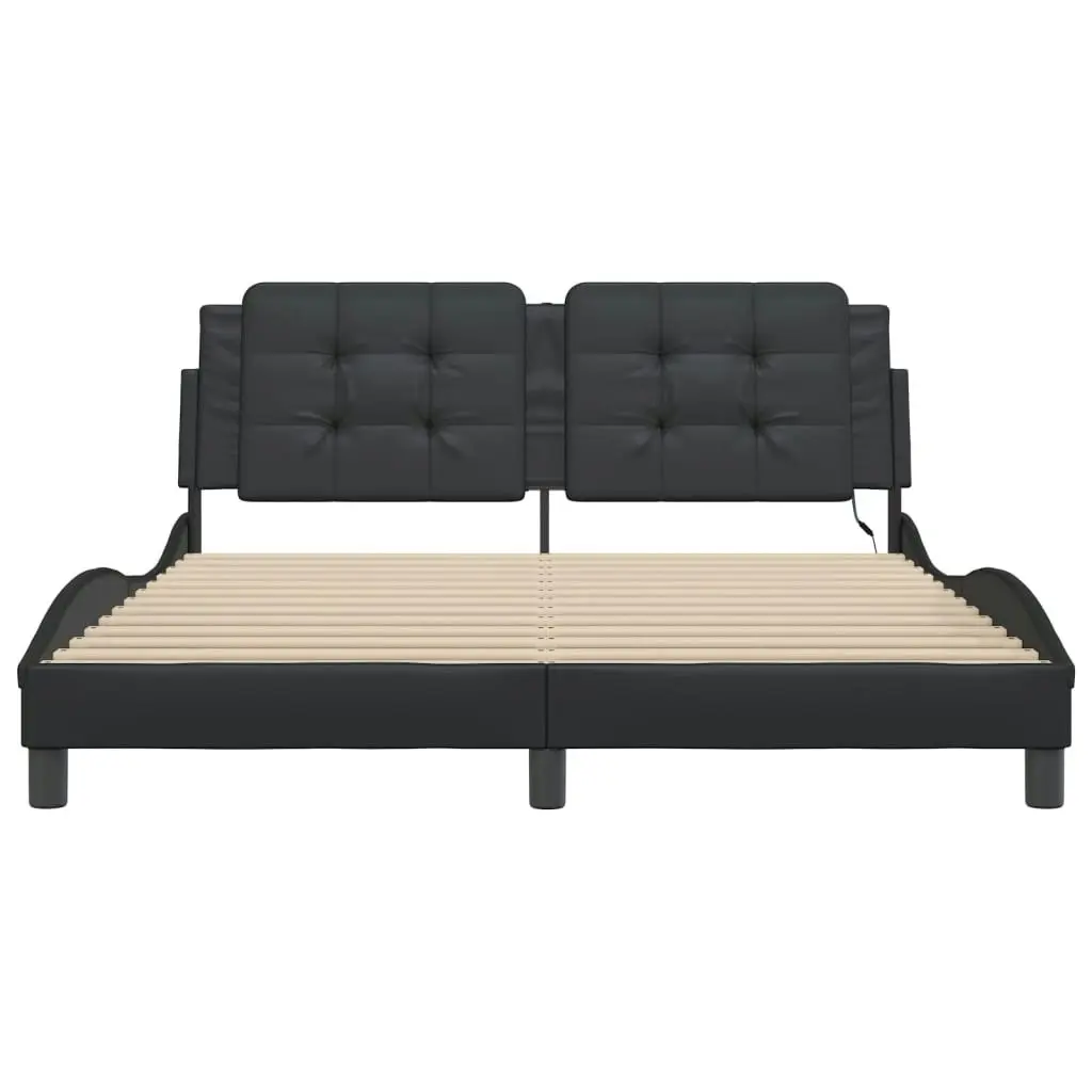 Bed Frame with LED without Mattress Black 152x203 cm Queen 3214147