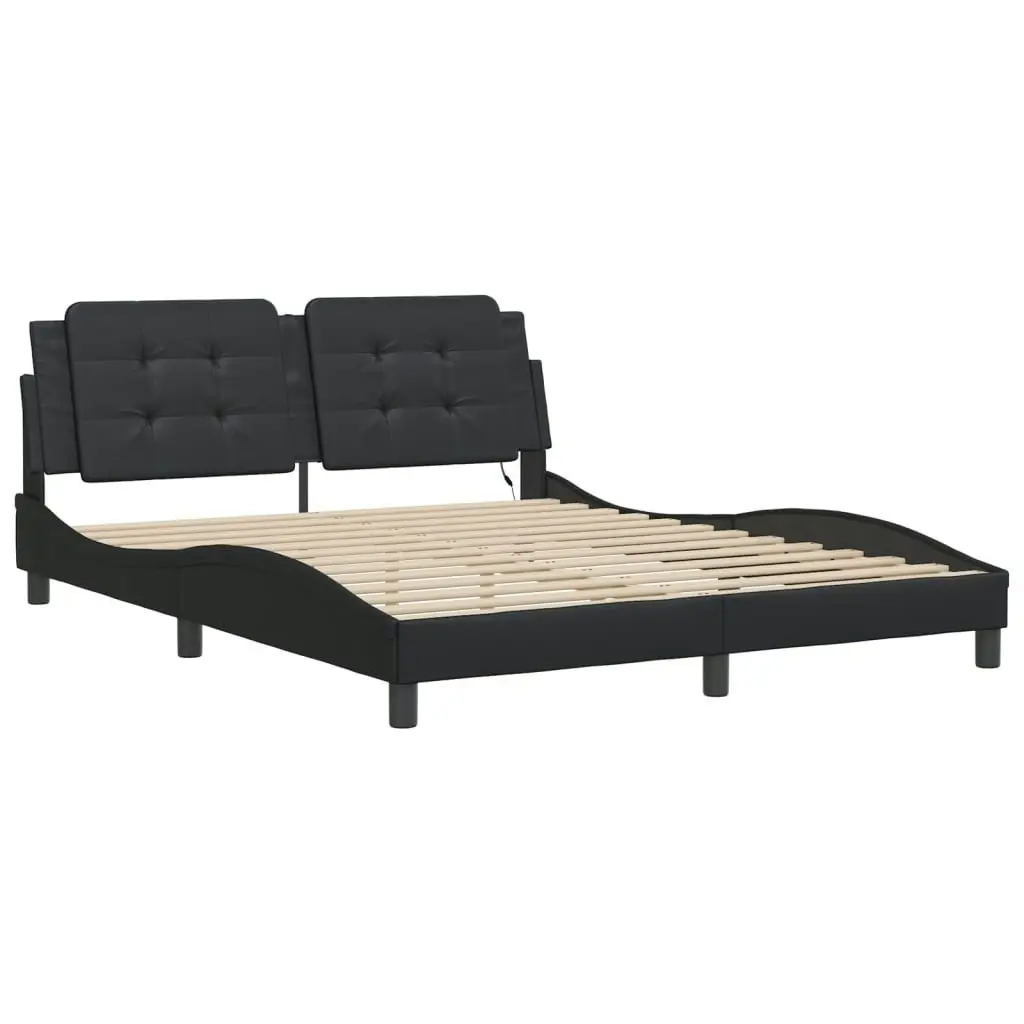 Bed Frame with LED without Mattress Black 152x203 cm Queen 3214147